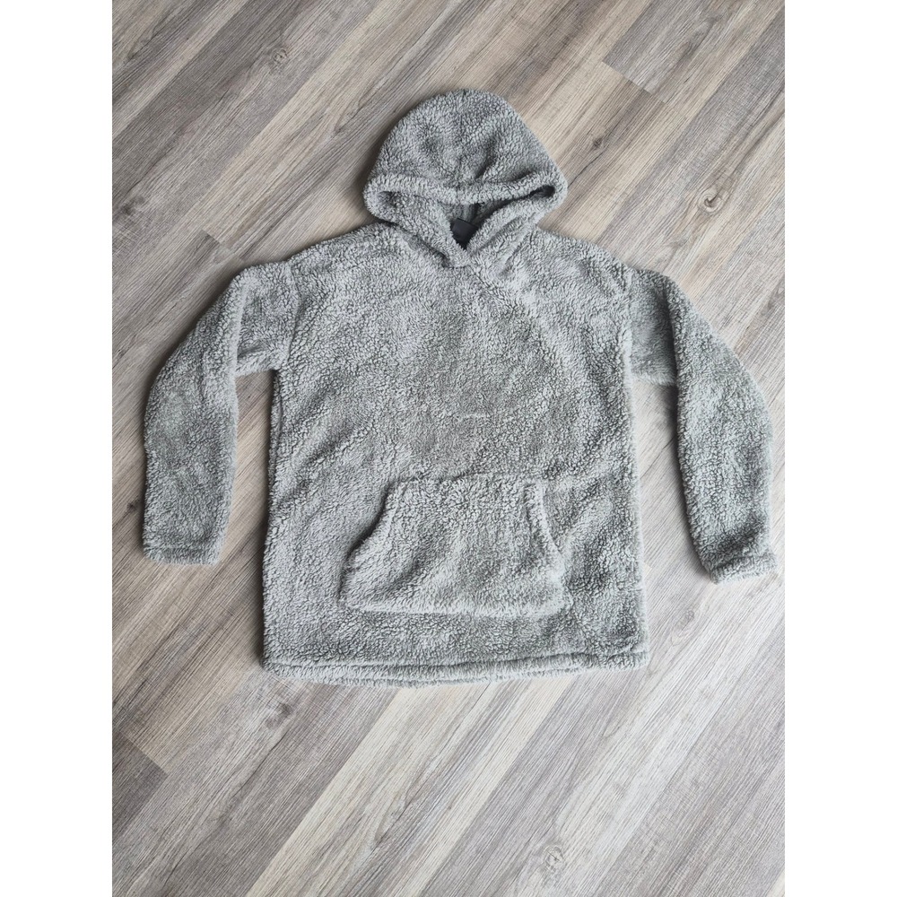 32 Degrees Heat Womens Gray Sherpa Fleece Hoodie Pullover Small RN165550